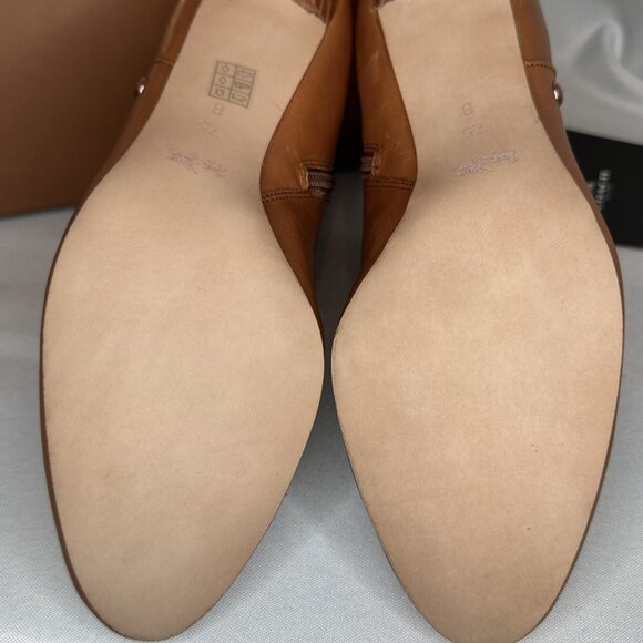 Coach Hickory Saddle Brown Leather Stiletto High Heels Ankle Boots - Picture 8 of 11